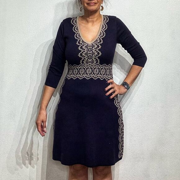 Nine West Purple Mini Sweater Dress Sz MP - Picture 1 of 11